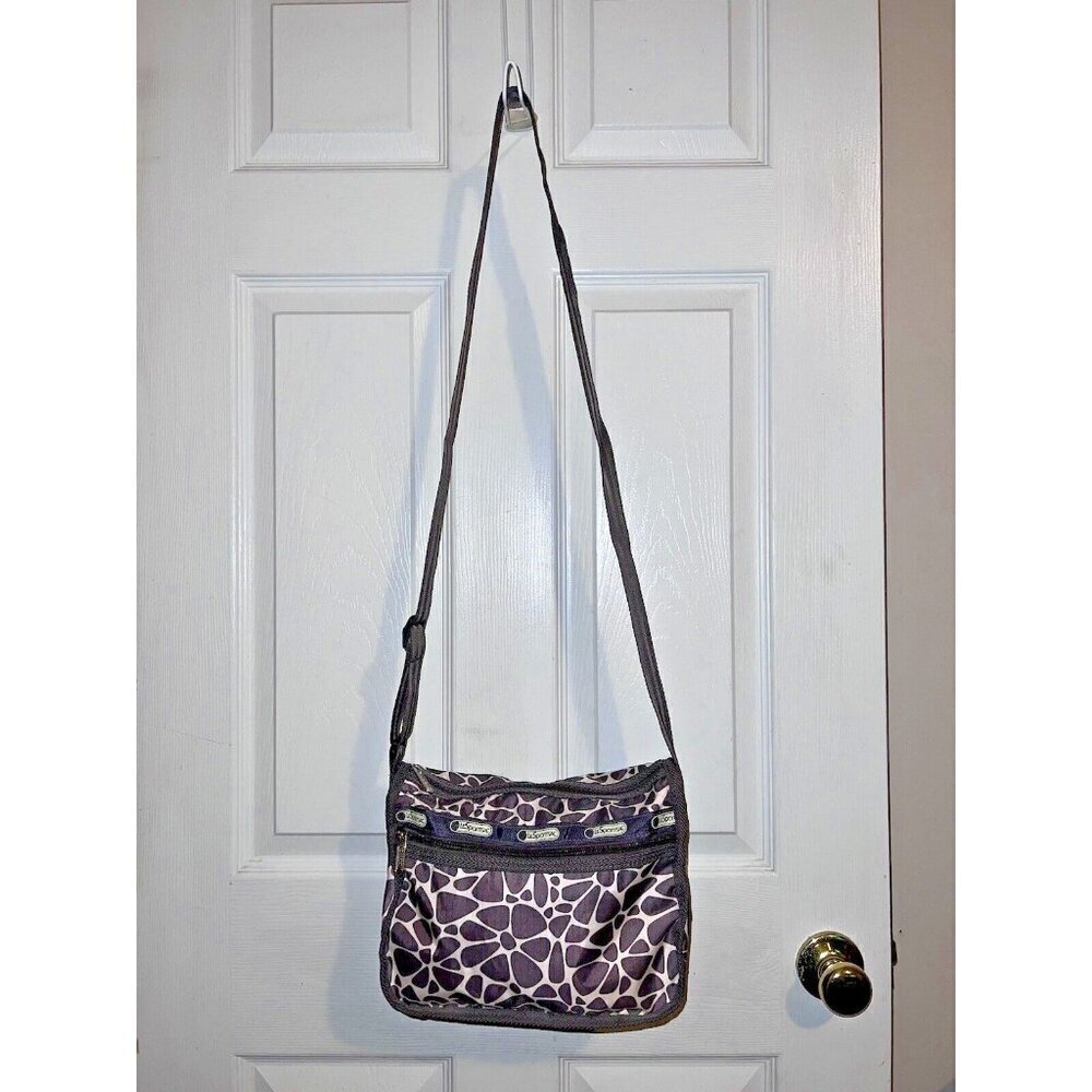 LESPORTSAC Gray Pebble Classic Crossbody Bag Top Zipper Lightweight